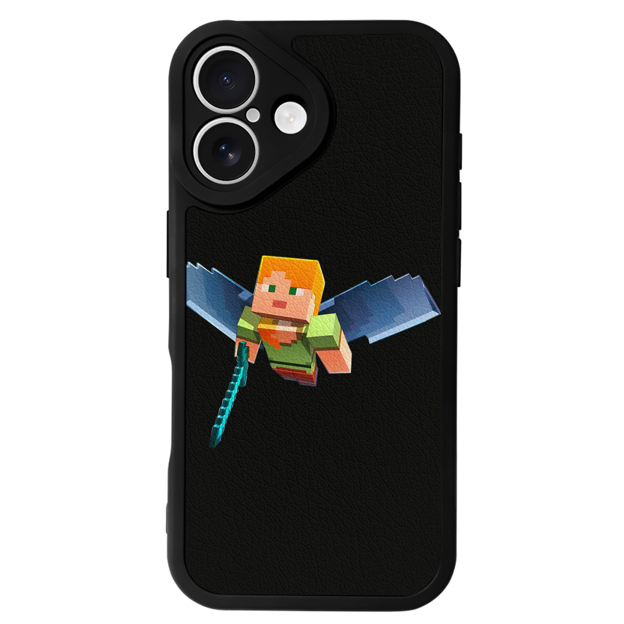 （画像用） マインクラフト ブロックの世界 Minecraft MC Block world 【iPhone 16シリーズ対応】シリコンスマホケース（レザー調） 材質：シリコン